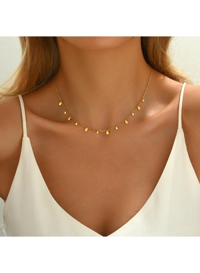 Gold Plated Stainless Steel Teardrop Choker Necklace, Perfect for Daily Wear, Anniversary Gift and Sisters - Image 1